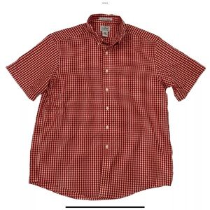 LL Bean Wrinkle Resistant Button Down Shirt 
Large Red White Gingham Check